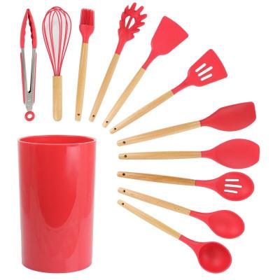 Bohmann Set Ustensile Bucatarie 11 Piese Lemn si Silicon alimentar cu suport BH 7678