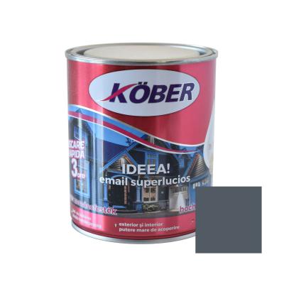 Kober Ideea, Vopsea alchidica pentru lemn / metal, interior / exterior, gri metal, 0.75 L