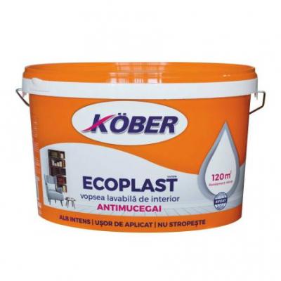 Kober Vopsea lavabila interior, Ecoplast, antimucegai, alb, 8.5 L