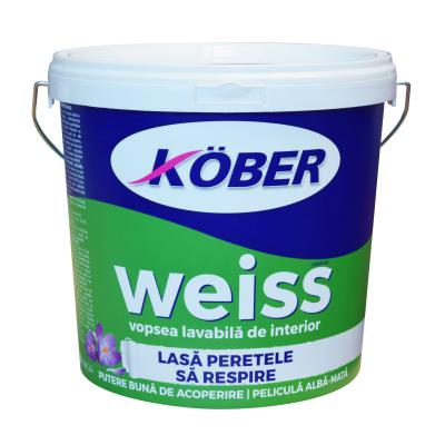 Kober Weiss, Vopsea lavabila interior, alba, 8.5 L