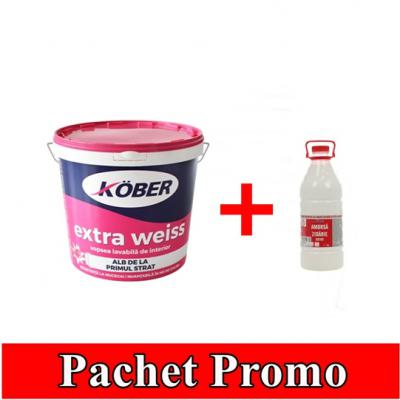 Kober Extra Weiss Vopsea lavabila interior, V8611, alba, 15 L + amorsa 3 L