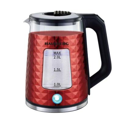 Hausberg Cana Fierbator, Inox 1500W, 2L, Baza Rotativa, Rosu HB3617