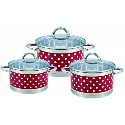 Bohmann Set gatit 6 Piese Inox, 2.6L, 3.6L, 4.7L,Rosu cu buline BH 7626-06
