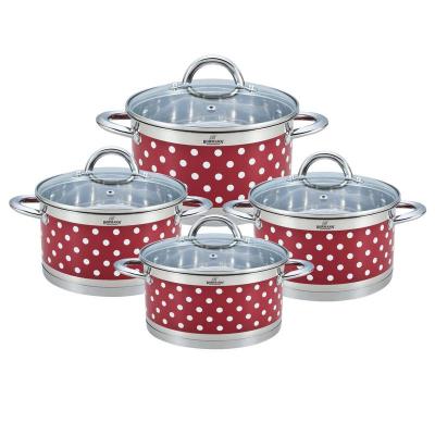 Bohmann Set gatit 8 Piese Inox, 2.6L, 3.6L, 4.7L, 6.1L,Rosu cu buline BH 7626-08
