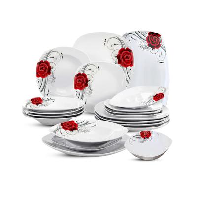 Serviciu de masa Portelan 20 piese, Model trandafir rosu