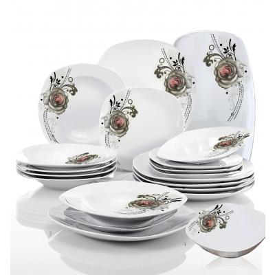 Serviciu de masa Portelan 20 piese, Model trandafir gri