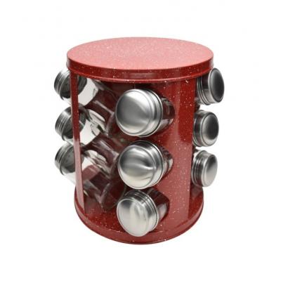 Voltz Set Recipiente Condimente 12Buc/Set Suport Rotativ Rosu Marmorat V5 1217 A12 