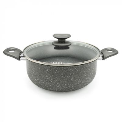 Brio Stone Cratita Antiaderenta Aluminiu Stantat Cu Capac Sticla 24cm 4.8L 102867