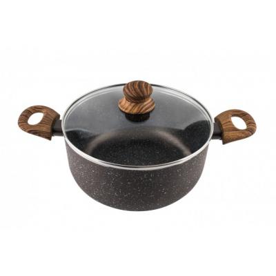 Brio Mocca Marble Cratita Antiaderenta Aluminiu Stantat Cu Capac Sticla 24cm 4.8L 102899