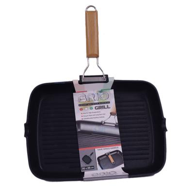 Brio Tigaie Grill Antiaderent Aluminiu Maner Lemn Pliabil 35cm 104209