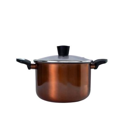 Brio Copper Oala Antiaderenta Aluminiu Stantat Cu Capac Sticla 22cm 5.6L 104882