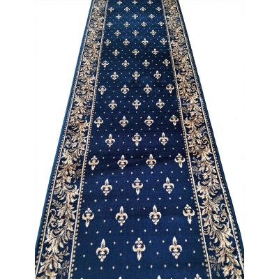Traversa Model Bisericesc Festonata Lotos 15033, Latime 60 cm, Albastru, 1800 gr/mp, 60x1000cm