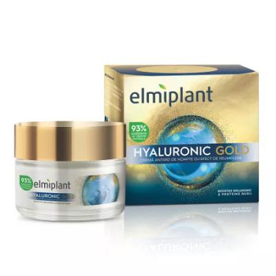 Elmiplant Crema Noapte Antirid Hyaluronic Gold cu efect de umplere 50 ml, 45+