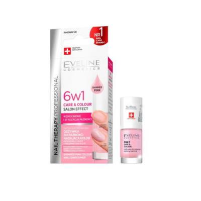 Eveline Tratament unghii Therapy 6In1 5ml Shimmer Pink