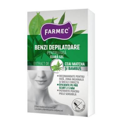 Farmec Benzi Depilatoare Fata 20Buc/Set Extract De Ceai Si Bambus