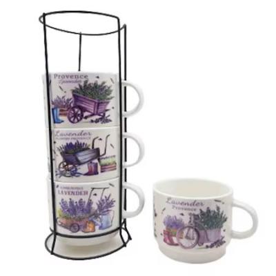 Set Cafea 4 Cesti Cu Suport Aluminiu 150ml