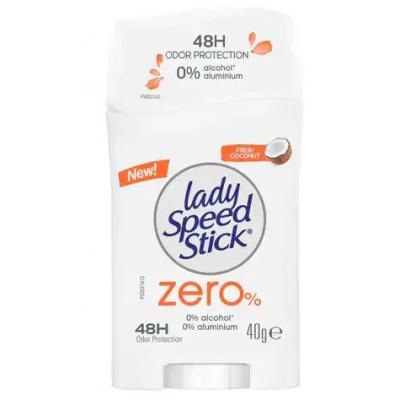 Lady Speed Stick Deodorant Antiperspirant Solid 40G Zero % Fresh Coconut
