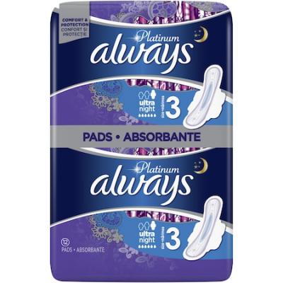 Always Absorbante Platinum Night Duo 12 Buc/Set