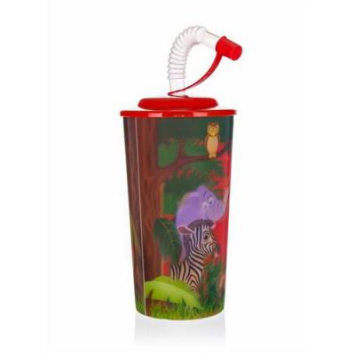 Banquet Pahar Plastic Cu Capac Si Pai 470ml