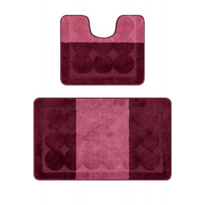 Set 2 Covorase baie, Antiderapante, Edremit 2576 Bordo, 60x100cm/50x60cm