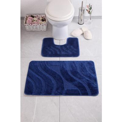 Set 2 Covorase baie, Antiderapante, Symphony 2582, Albastru, 50x80cm/40x50cm