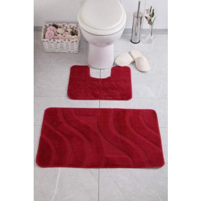 Set 2 Covorase baie, Antiderapante, Symphony 2577, Rosu, 60x100cm/50x60cm