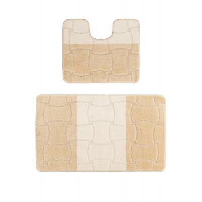 Set 2 Covorase baie, Antiderapante, Sariyer Bej 2540, 50x80cm/40x50cm