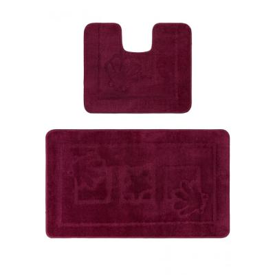 Set 2 Covorase baie, Antiderapante, Maritime 2576, Bordo, 50x80cm/40x50cm