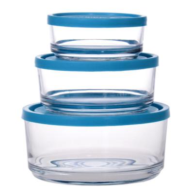 Aban Set 3 Caserole Rotunde sticla cu capac plastic 450ml, 840ml, 1.5L BL073567