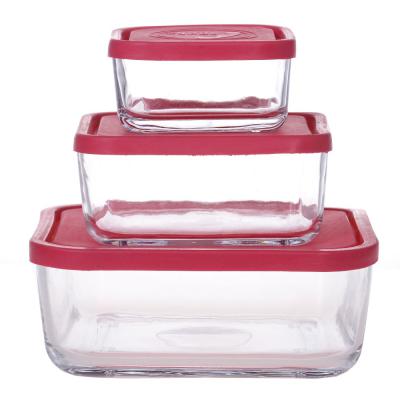 Aban Set 3 Caserole Patrate sticla cu capac plastic 450ml, 1.05L, 2.1L BL7008910