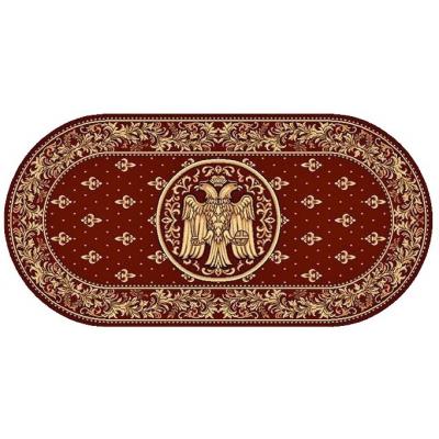 Covor Model Bisericesc Lotos 15077, Model Oval, Rosu, 1800 gr/mp, 250x350cm