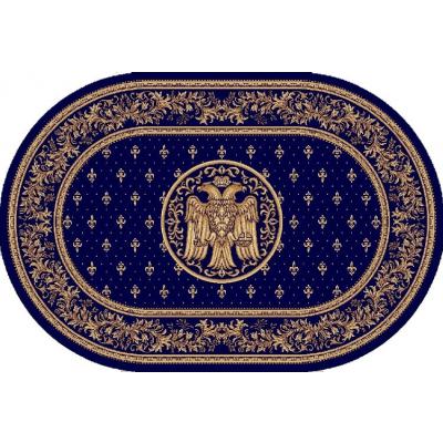 Covor Model Bisericesc Lotos 15077, Oval, Albastru, 1800 gr/mp, 80x150cm