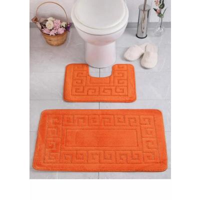 Set 2 Covorase baie, Antiderapante, Ethnic 2505 Ginger,Portocaiu 50x80cm/40x50cm