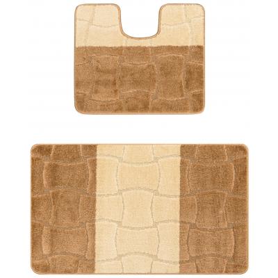Set 2 Covorase baie Antiderapante, Sariyer Bej-Maro 2546, 60x100/50x60cm