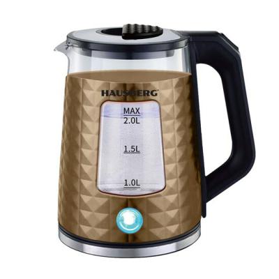 Hausberg Cana Fierbator, Inox 1500W, 2L, Baza Rotativa, Auriu HB3617