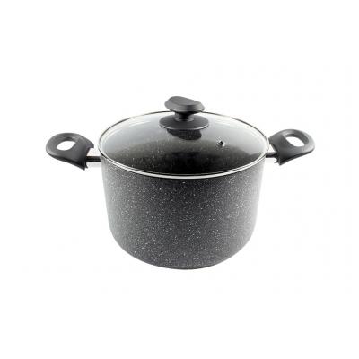 Brio Stone Oala Antiaderenta Aluminiu Stantat Cu Capac Sticla 22cm 5.6L 102855