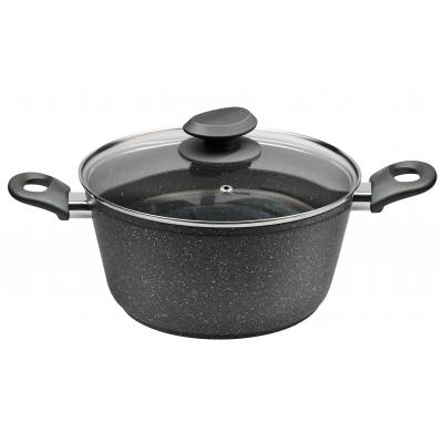 Brio Stone Cratita Antiaderenta Aluminiu Stantat Cu Capac Sticla 24cm 4.8L 102866