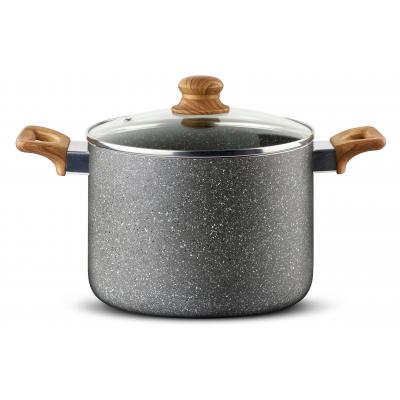 Brio Hard Rock Oala Antiaderenta Aluminiu Stantat Cu Capac Sticla 22cm 5.65L 102879