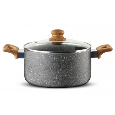 Brio Hard Rock Cratita Antiaderenta Aluminiu Stantat Cu Capac Sticla 24cm 4.8L 102880
