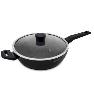 Brio Black Stone Tigaie Antiaderenta Adanca Aluminiu Forjat Cu Capac Sticla 28cm 104832