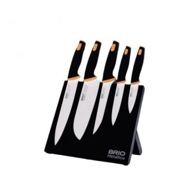 BRIO Metallica Set 5 cutite cu Suport Magnetic Negru 106999