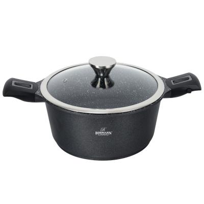 Bohmann Oala antiaderenta cu capac din sticla 28cm, manere detasabile, 6.5L, BH 1730 28CR