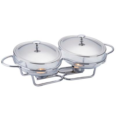 Bohmann Vase termorezistente cu incalzitor, Chafing Dish Dublu, 3L, capac si suport inox BH 2012-30 CG