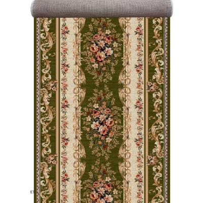 Traversa festonata model Lotos 535/310, Latime 100 cm, Verde, 1800gr/mp, 100x300cm