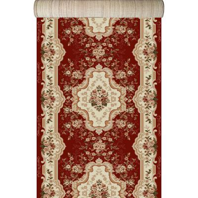 Traversa festonata model Lotos 570, Latime 100 cm, Rosu, 1800gr/mp, 100x300cm