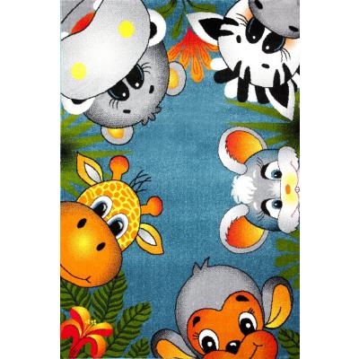Covor Copii, Kolibri Animalute 11058, Albastru, 80x150 cm, 2300 gr/mp
