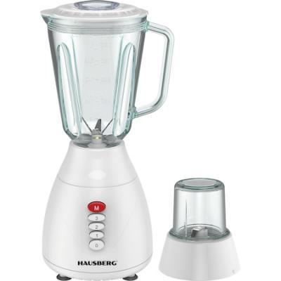 Hausberg Blender Maruntitor 300W, Bol sticla, 3 viteze 1.5L Alb HB-7760