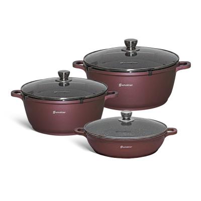 Schmitter Set Gatit 6 Piese, 3 Oale Antiaderente + Capace Sticla 2.8L, 6L, 9L S28695