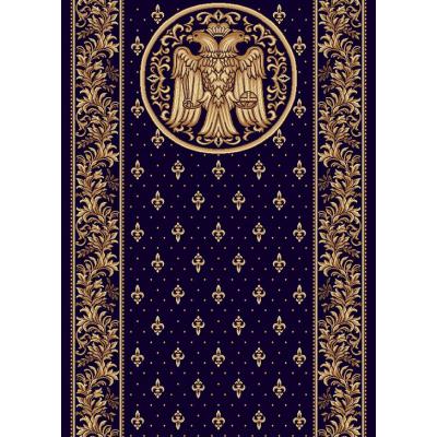 Traversa Model Bisericesc Festonata Lotos 15032, Latime 120 cm, Albastru, 1800 gr/mp, 120x300cm