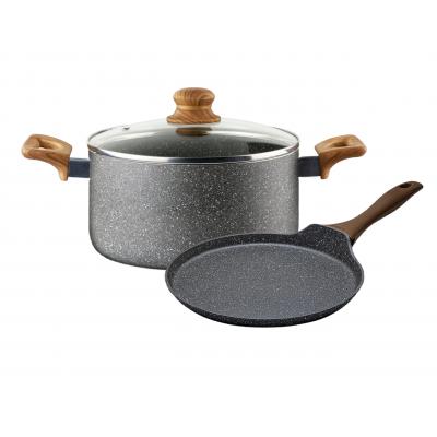 Brio Hard Rock Set Gatit 3 piese Cratita antiaderenta 4.8L cu capac + Tigaie Clatite 25cm B105